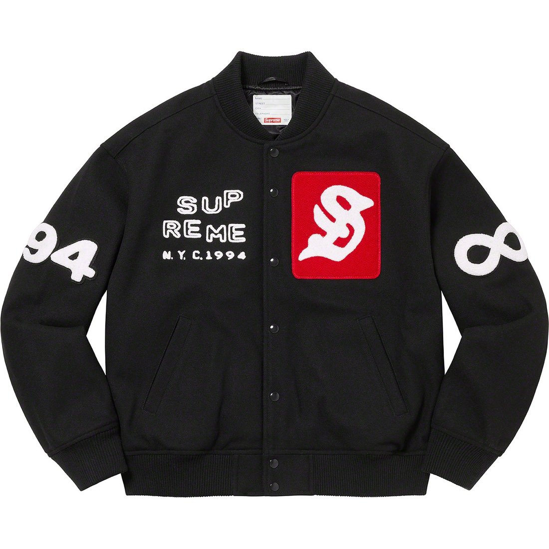 Details on Tourist Varsity Jacket Black from spring summer 2023 (Price is $398)