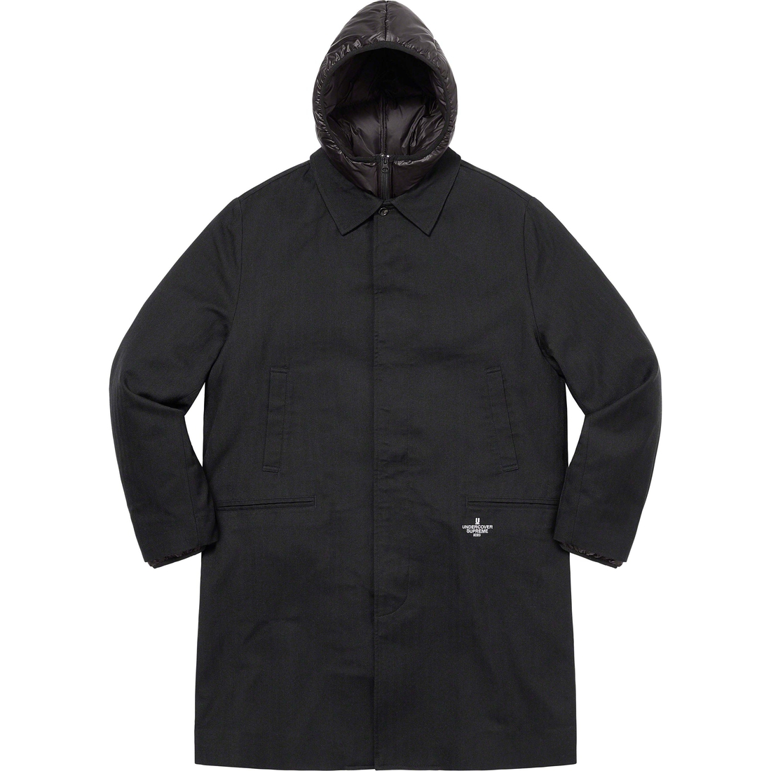 Details on Supreme UNDERCOVER Trench + Puffer Jacket Black from spring summer 2023 (Price is $498)