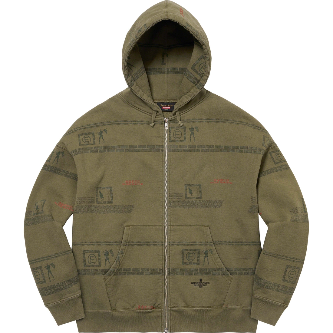 Details on Supreme UNDERCOVER Zip Up Hooded Sweatshirt Dark Olive from spring summer 2023 (Price is $188)