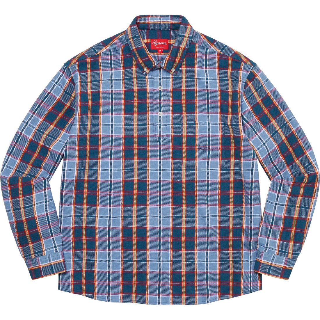 Details on Pullover Plaid Flannel Shirt Blue from spring summer 2023 (Price is $128)