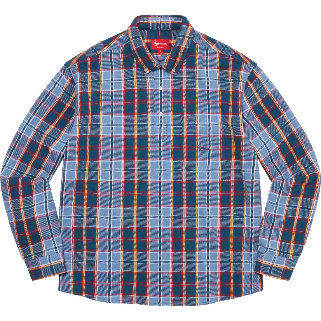 Details on Pullover Plaid Flannel Shirt Blue from spring summer
                                                    2023 (Price is $128)