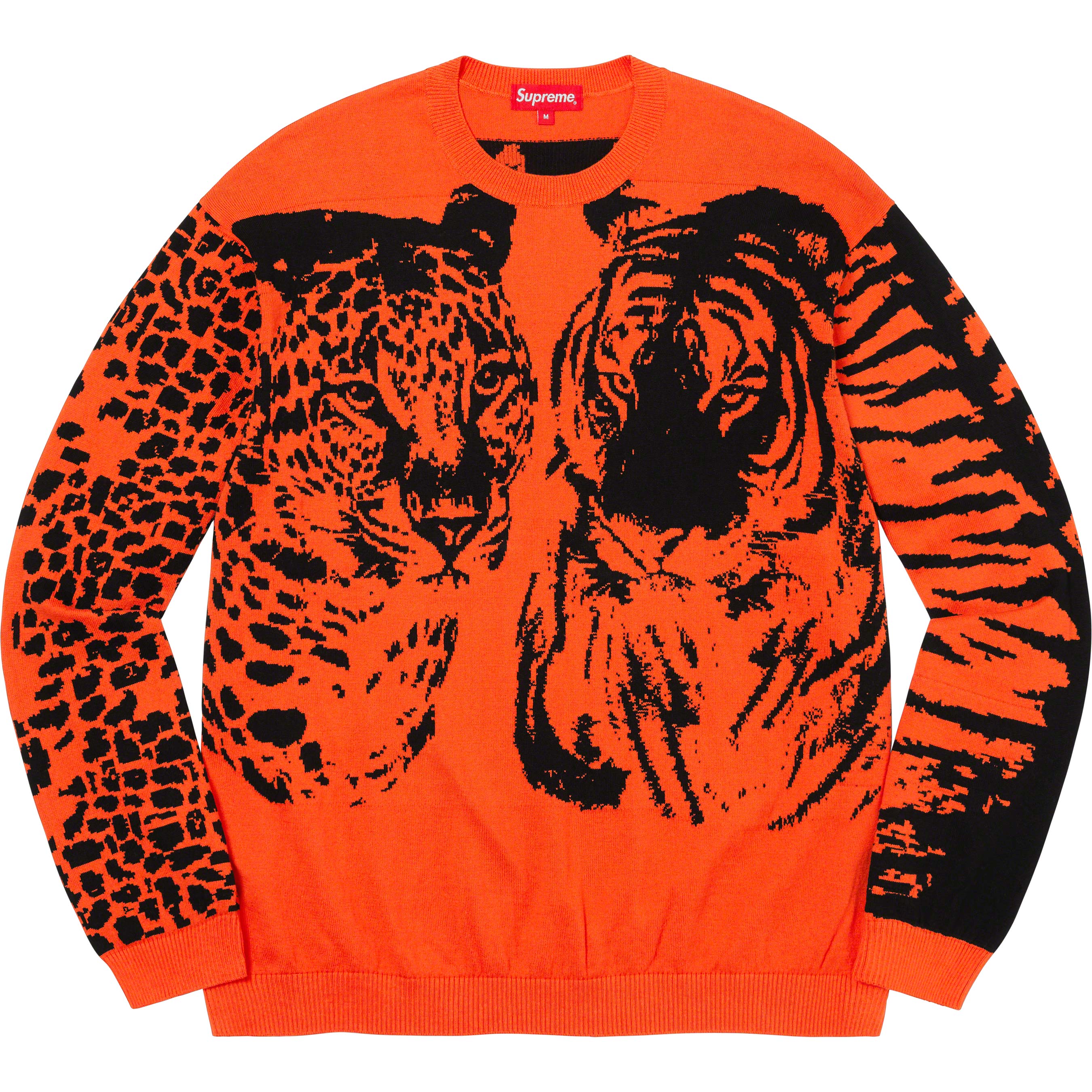 SUPREME シュプリーム 23SS Big Cats Jacquard L/S Top ビッグキャッツジャガードロングスリーブコットンニット セーター ブラック