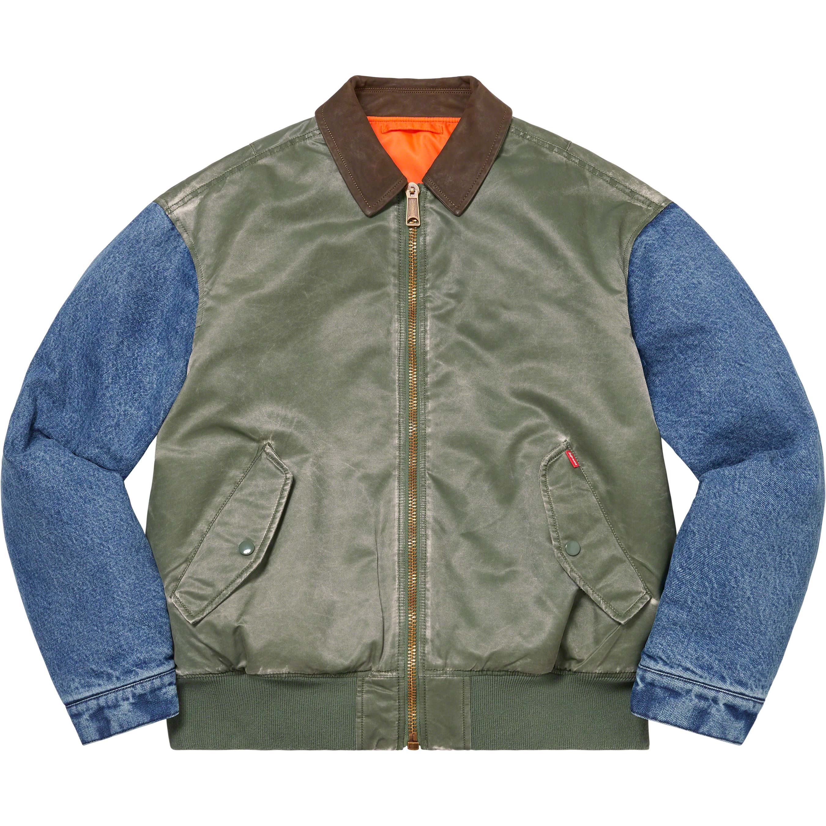 Supreme Denim Sleeve Ma-1 Olive-