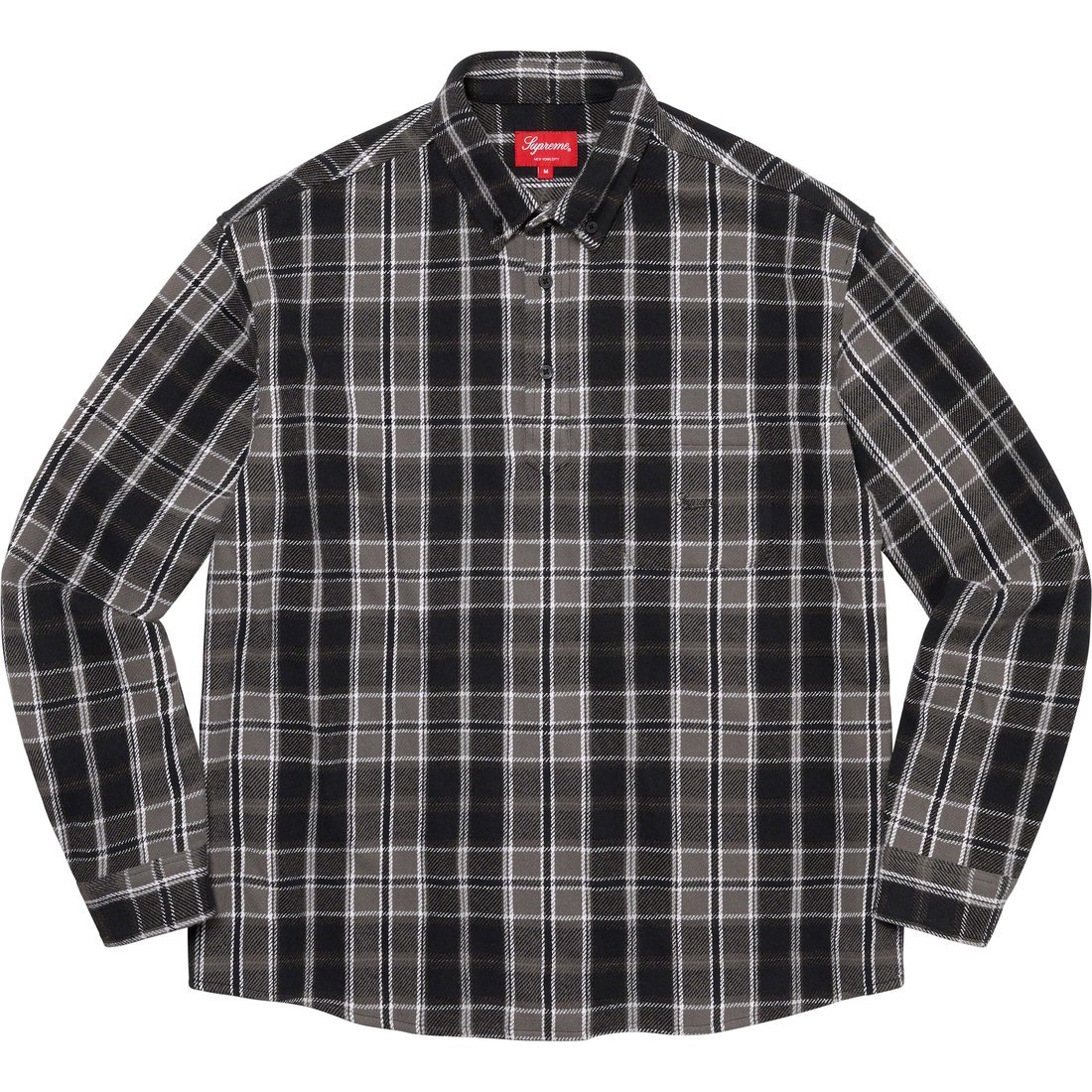 Supreme Pullover Plaid Flannel Shirt (SS23) - Black - $128