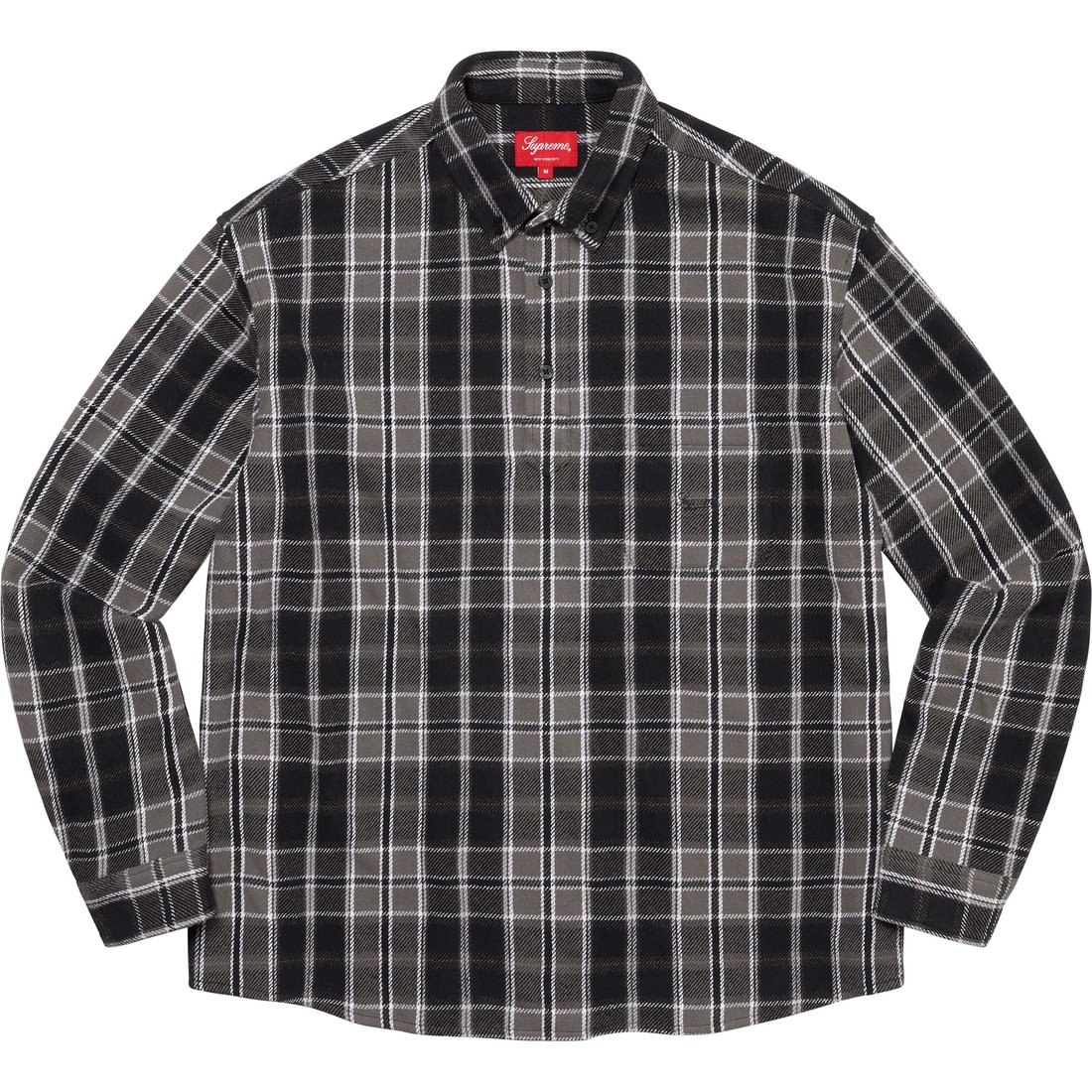 Details on Pullover Plaid Flannel Shirt Black from spring summer
                                                    2023 (Price is $128)