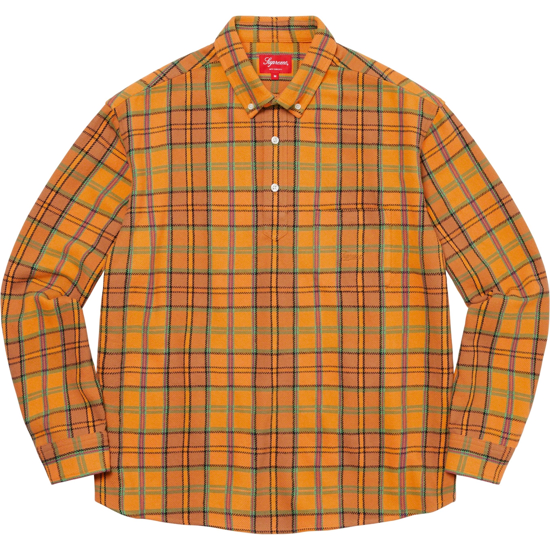 Details on Pullover Plaid Flannel Shirt Gold from spring summer 2023 (Price is $128)