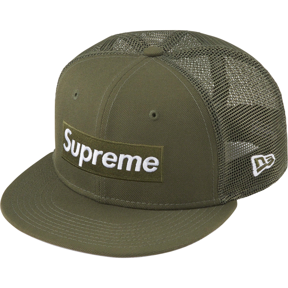 Details on Box Logo Mesh Back New Era Olive from spring summer
                                                    2023 (Price is $50)
