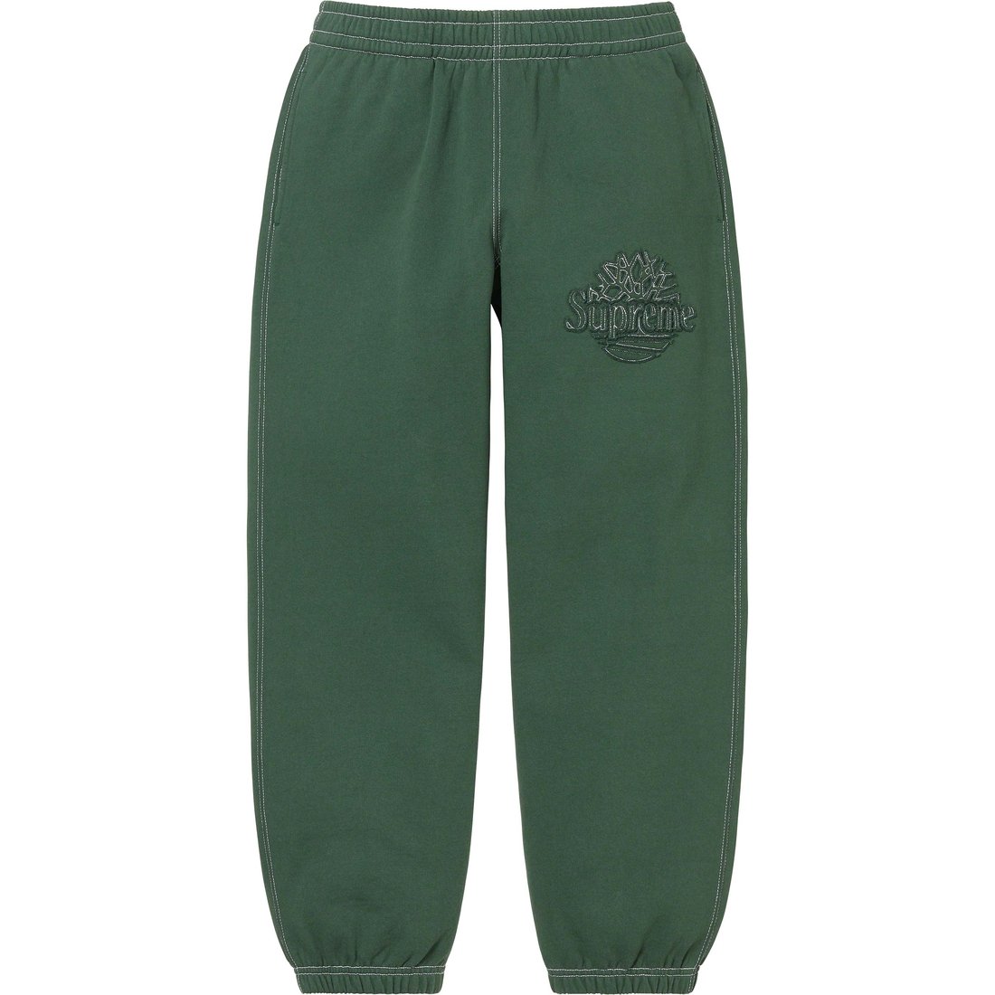 Details on Supreme Timberland Sweatpant Dark Green from spring summer
                                                    2023 (Price is $148)