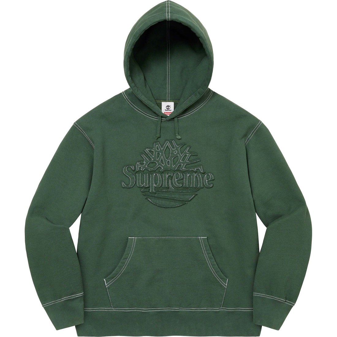 Details on Supreme Timberland Hooded Sweatshirt Dark Green from spring summer
                                                    2023 (Price is $158)