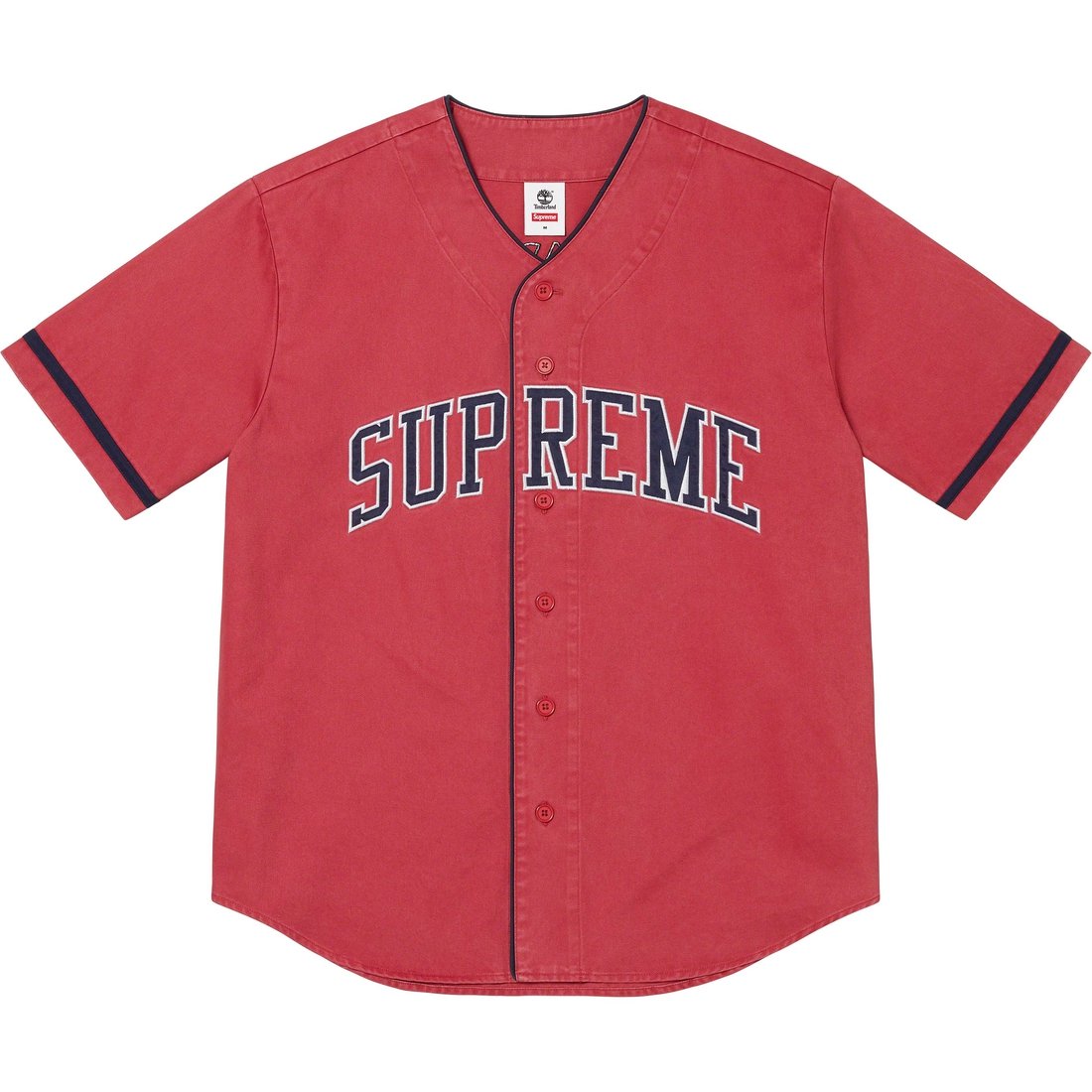 Details on Supreme Timberland Baseball Jersey Red from spring summer
                                                    2023 (Price is $138)