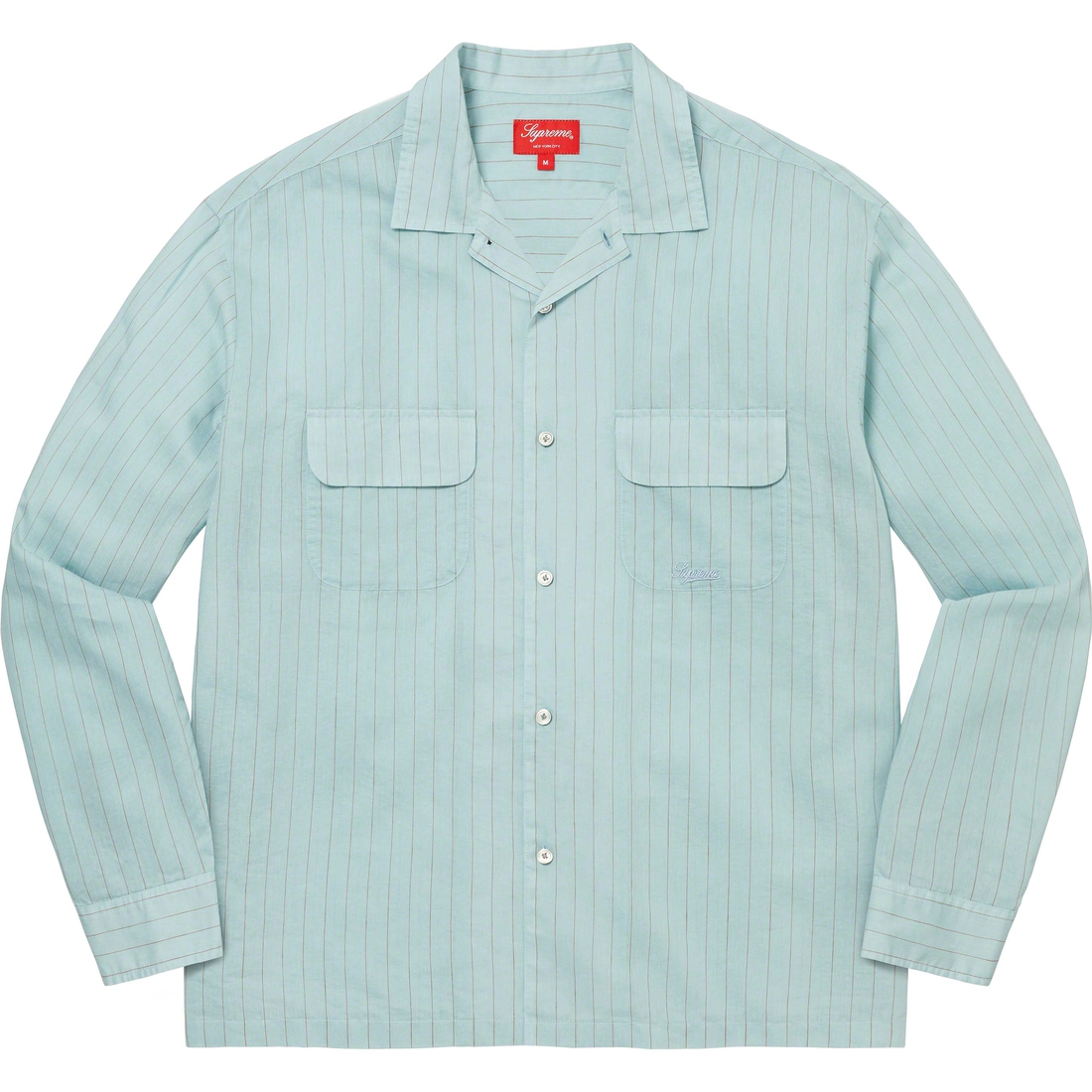 Details on Pinstripe Linen Shirt Light Blue from spring summer 2023 (Price is $138)
