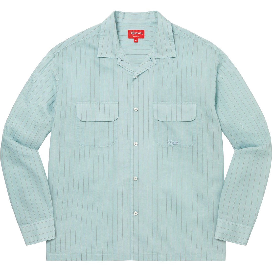 Details on Pinstripe Linen Shirt Light Blue from spring summer
                                                    2023 (Price is $138)