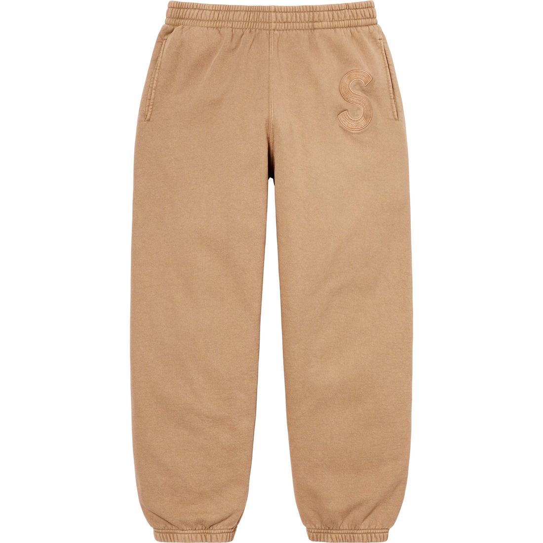 Details on Overdyed S Logo Sweatpant Tan from spring summer 2023 (Price is $158)