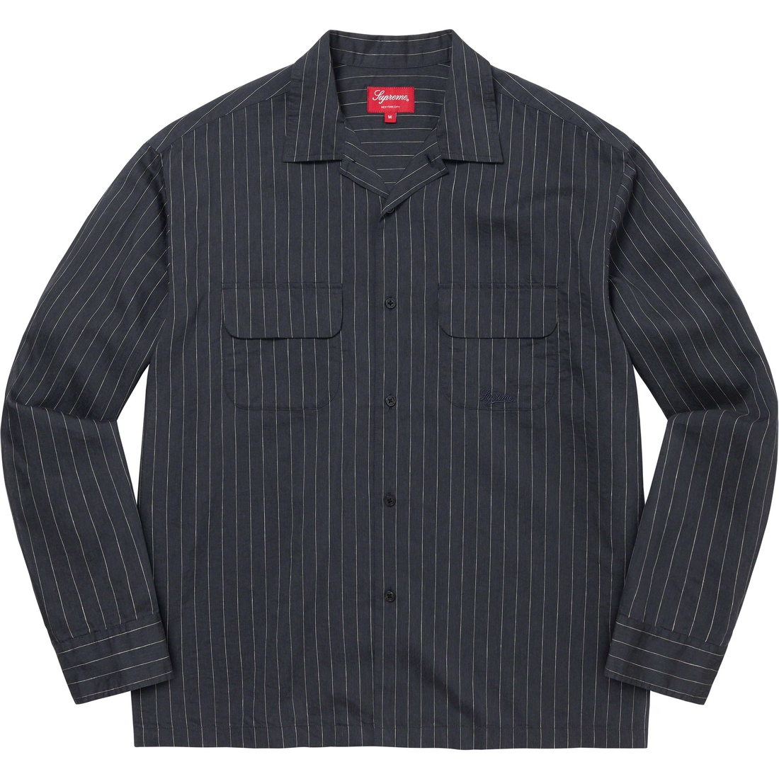 Supreme Pinstripe Linen Shirt (SS23) - Navy - $138