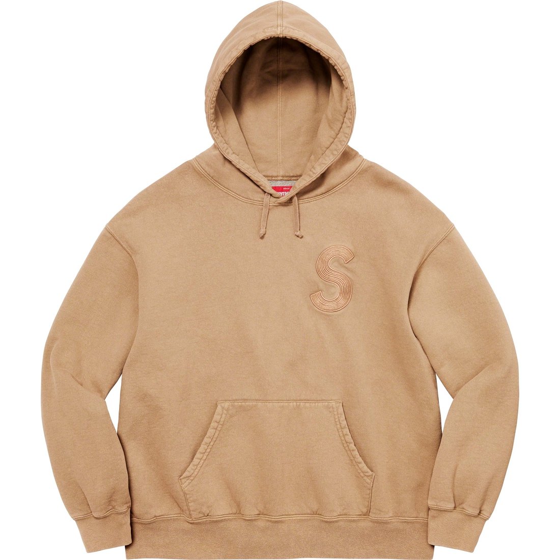 Details on Overdyed S Logo Hooded Sweatshirt Tan from spring summer
                                                    2023 (Price is $158)