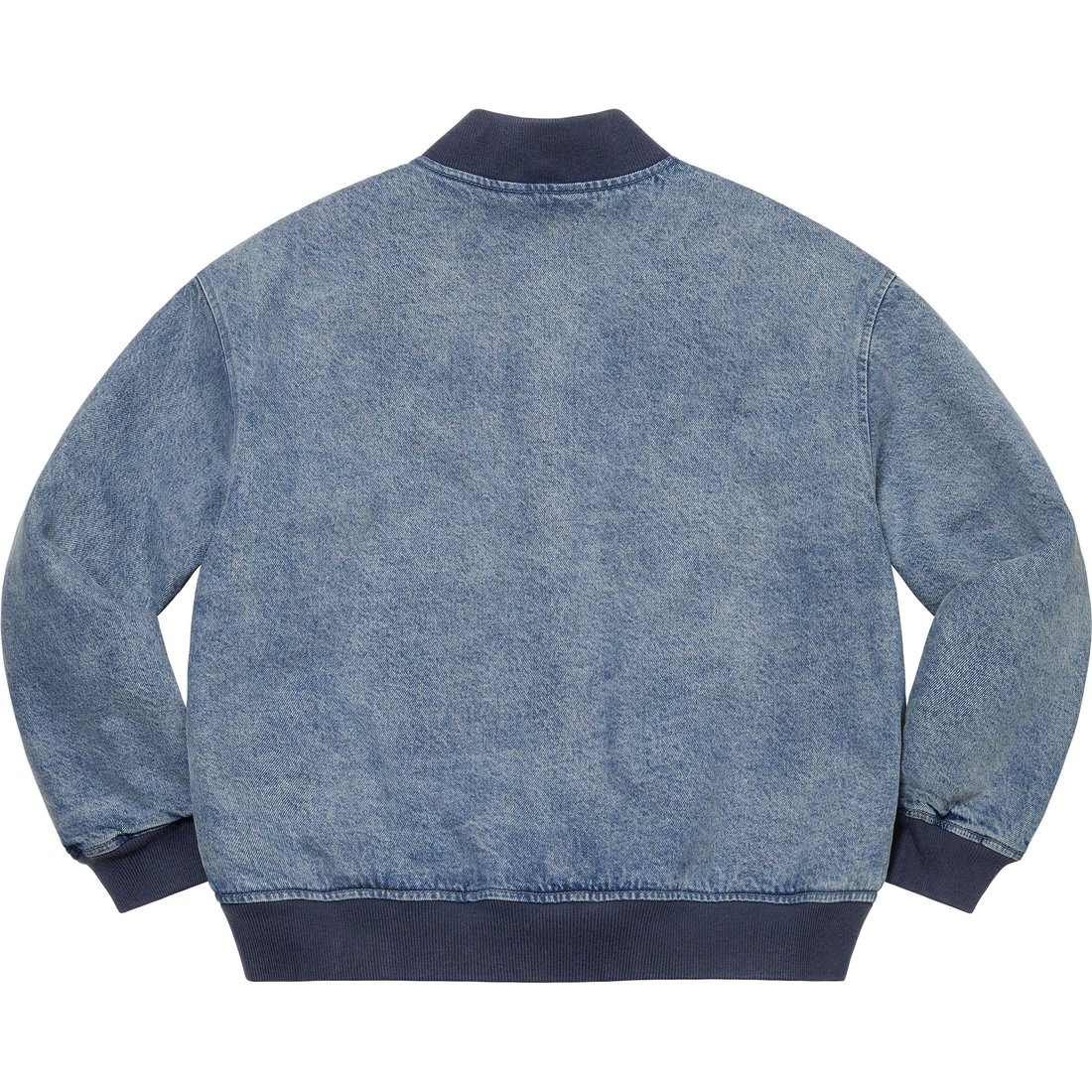 Details on Washed Knockout Denim Varsity Jacket Washed Blue from spring summer
                                                    2023 (Price is $248)