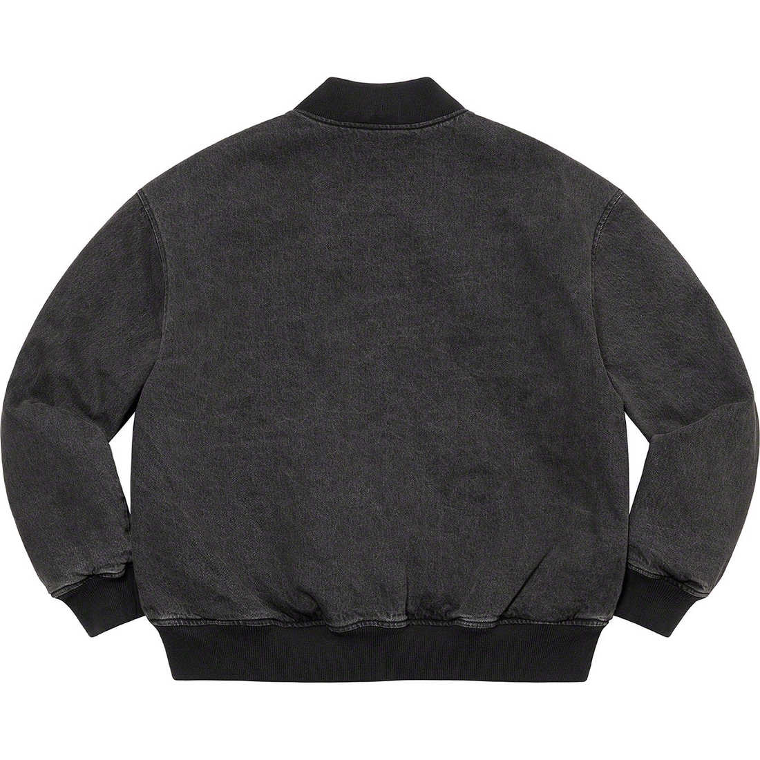 Details on Washed Knockout Denim Varsity Jacket Washed Black from spring summer
                                                    2023 (Price is $248)