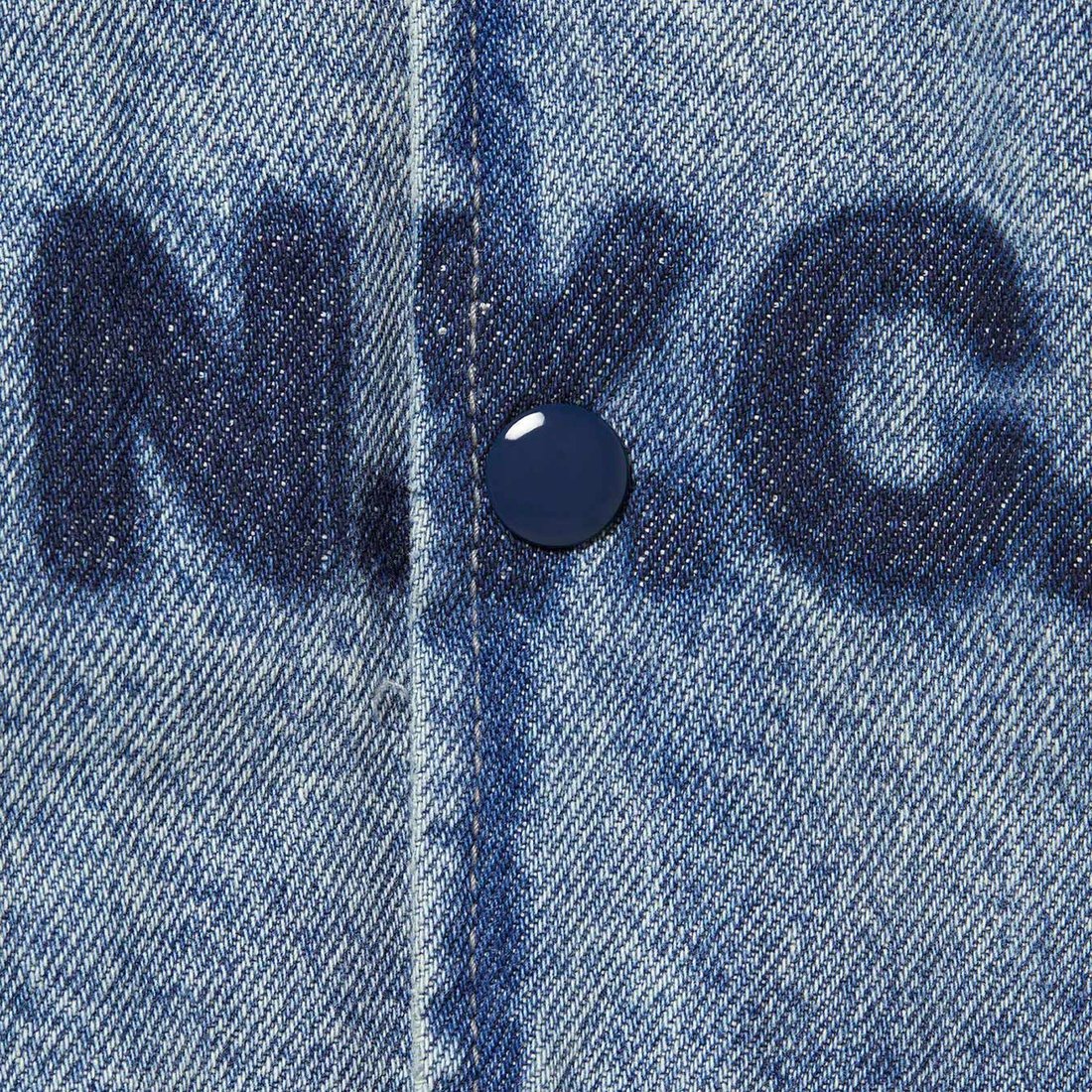 Details on Washed Knockout Denim Varsity Jacket Washed Blue from spring summer
                                                    2023 (Price is $248)