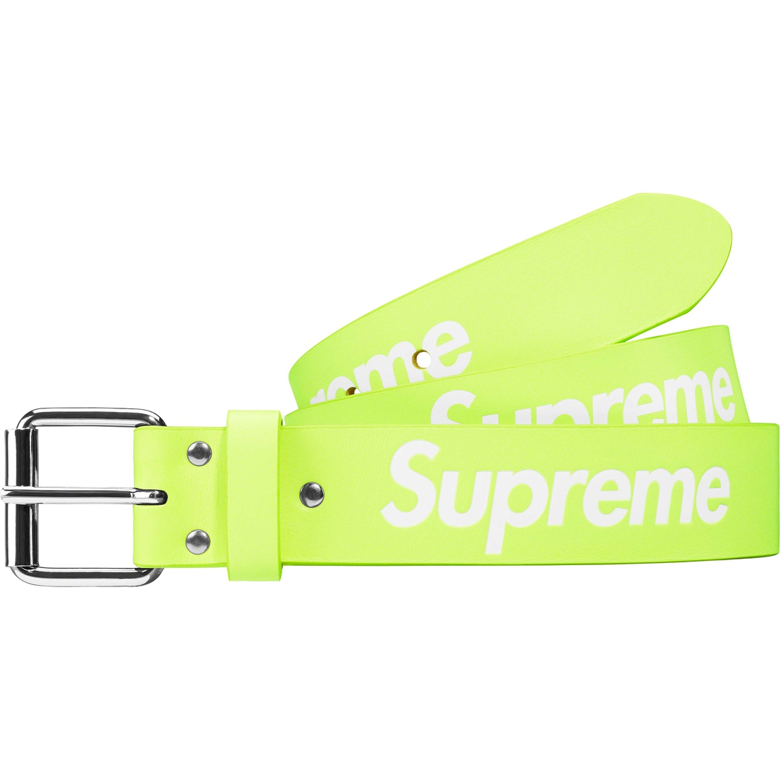 Details on Repeat Leather Belt Fluorescent Yellow from spring summer
                                                    2023 (Price is $148)