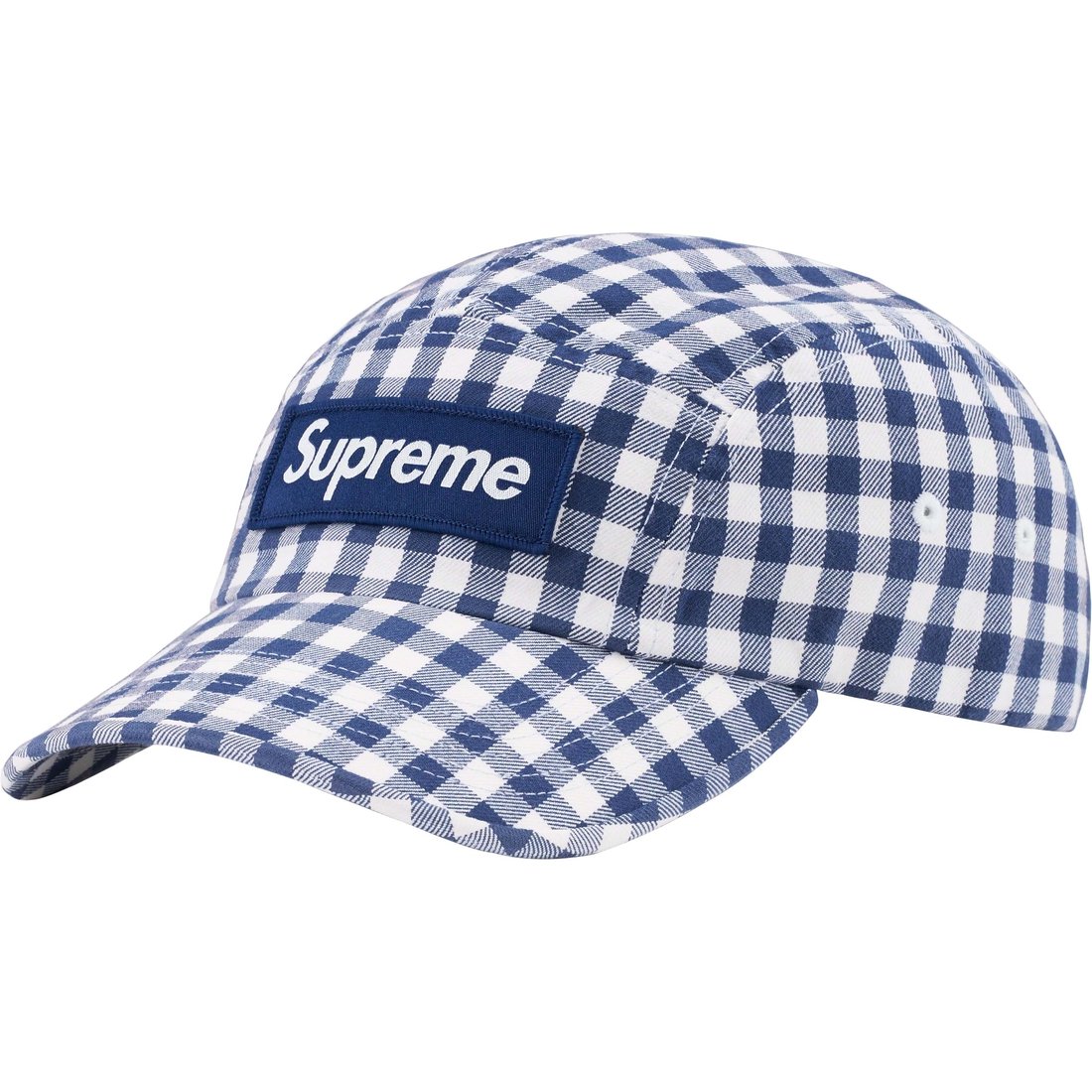 Details on Gingham Camp Cap Navy from spring summer
                                                    2023 (Price is $54)