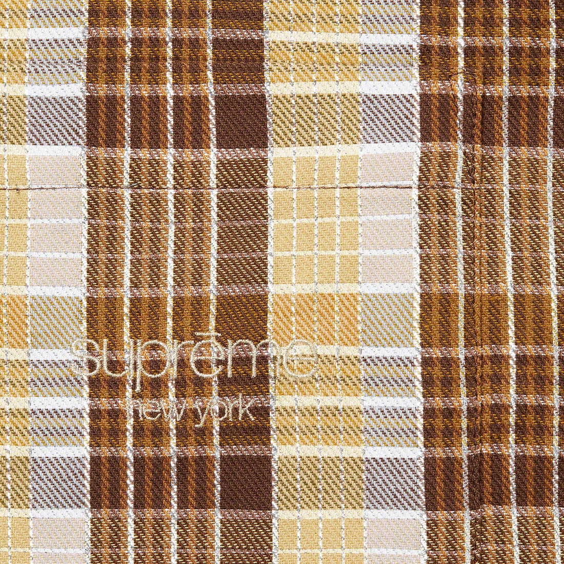 Details on Metallic Plaid S S Shirt Brown from spring summer
                                                    2023 (Price is $128)