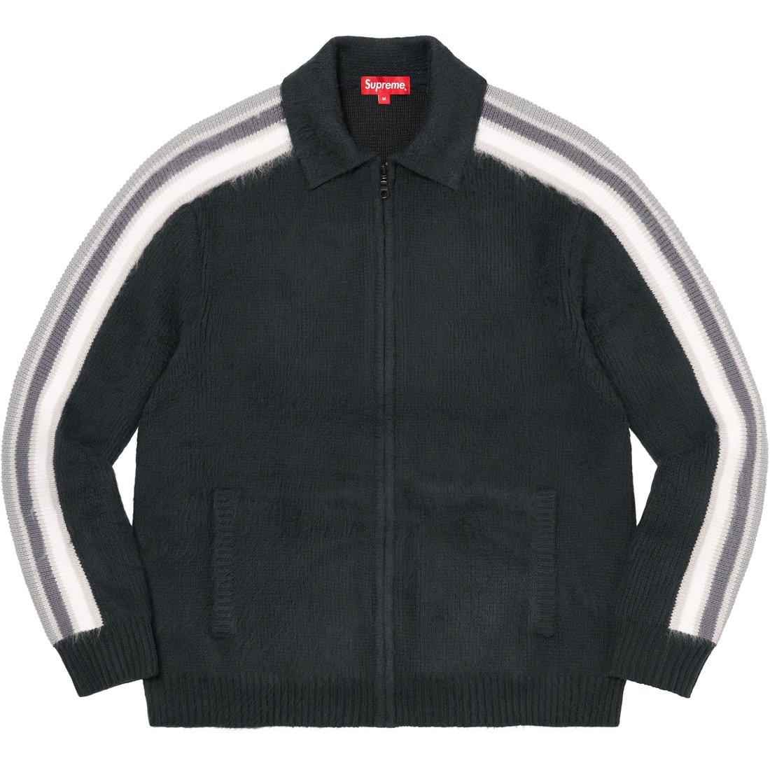 Details on Sleeve Stripe Zip Up Sweater Black from spring summer
                                                    2023 (Price is $188)