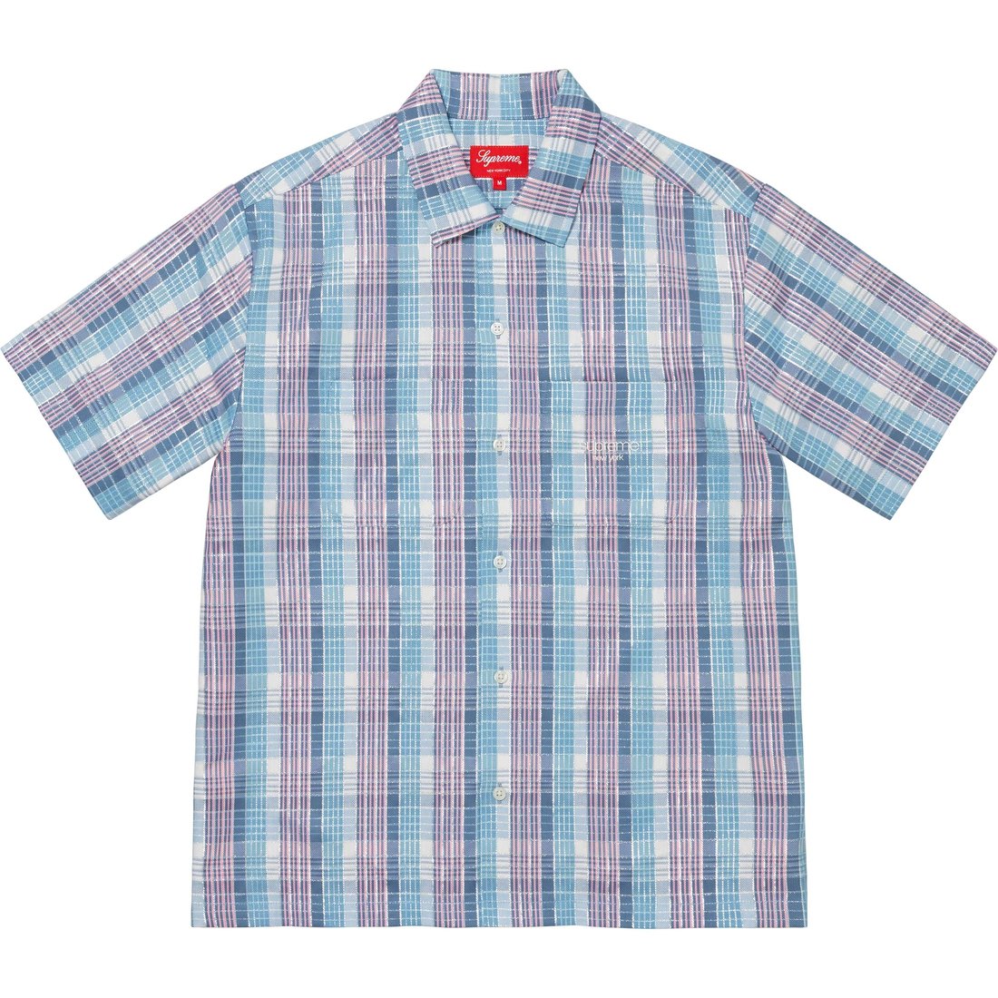 Details on Metallic Plaid S S Shirt Light Blue from spring summer
                                                    2023 (Price is $128)
