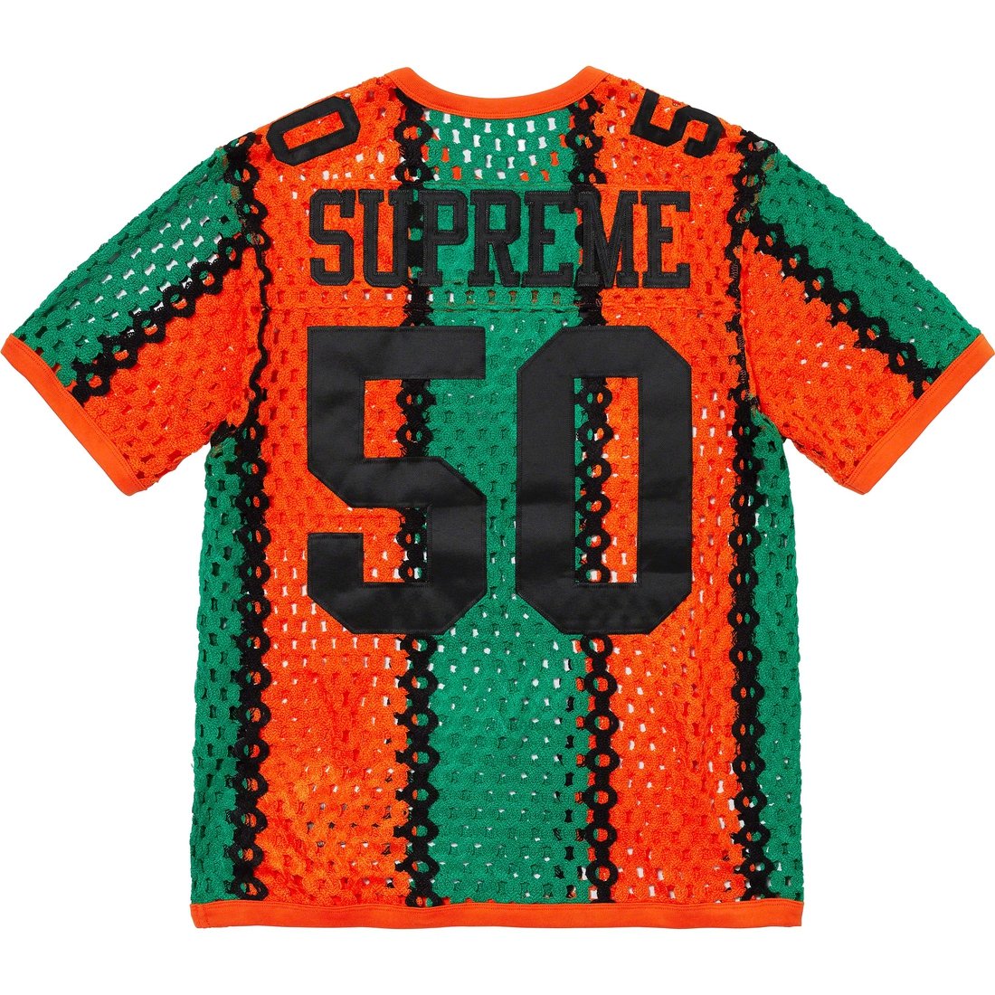 Details on Crochet Football Jersey Orange from spring summer
                                                    2023 (Price is $148)