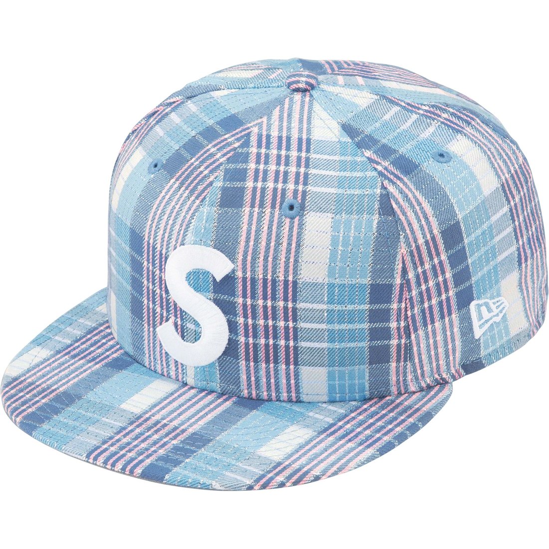 Details on Metallic Plaid S Logo New Era Light Blue from spring summer
                                                    2023 (Price is $50)