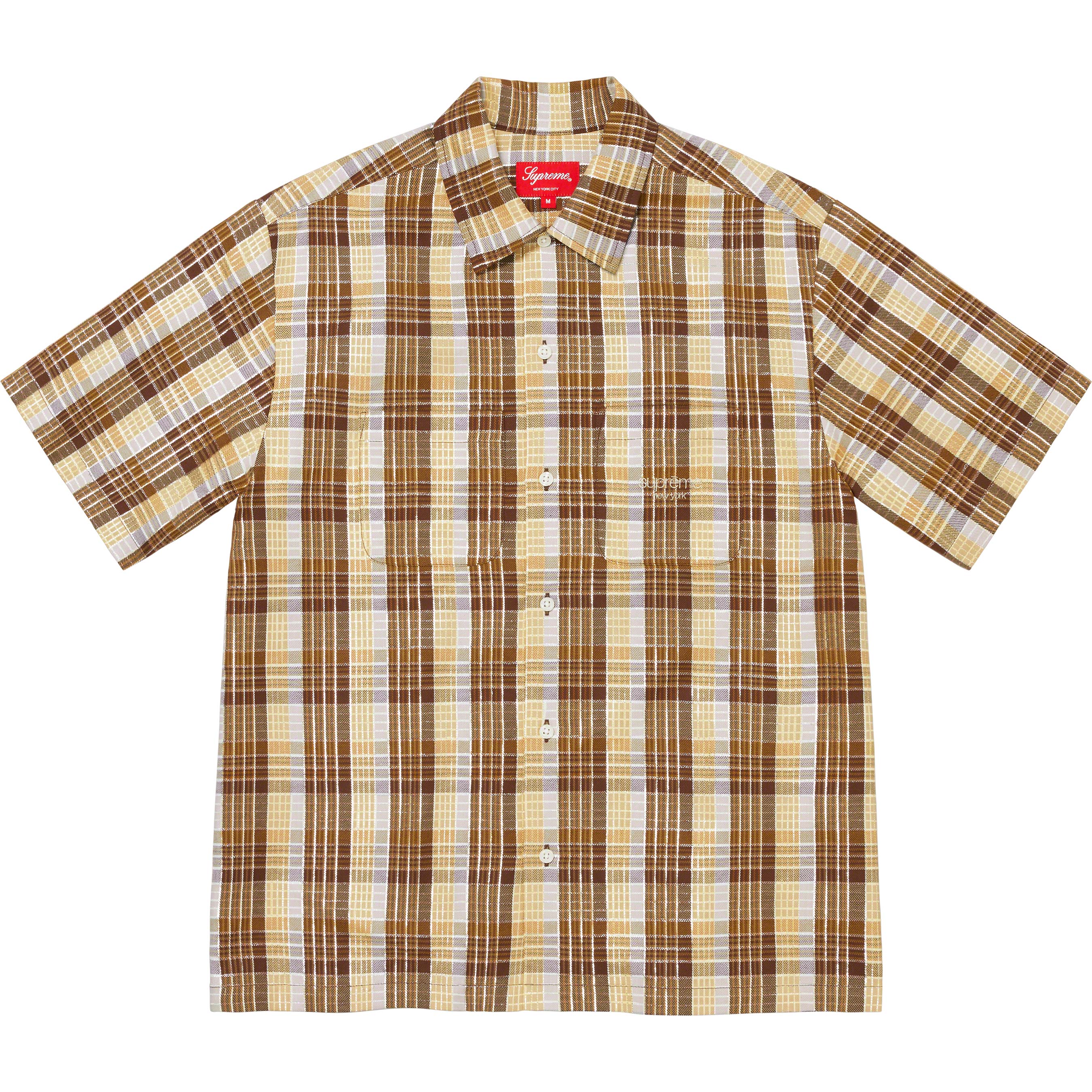 Supreme metallic plaid s/s shirt black M