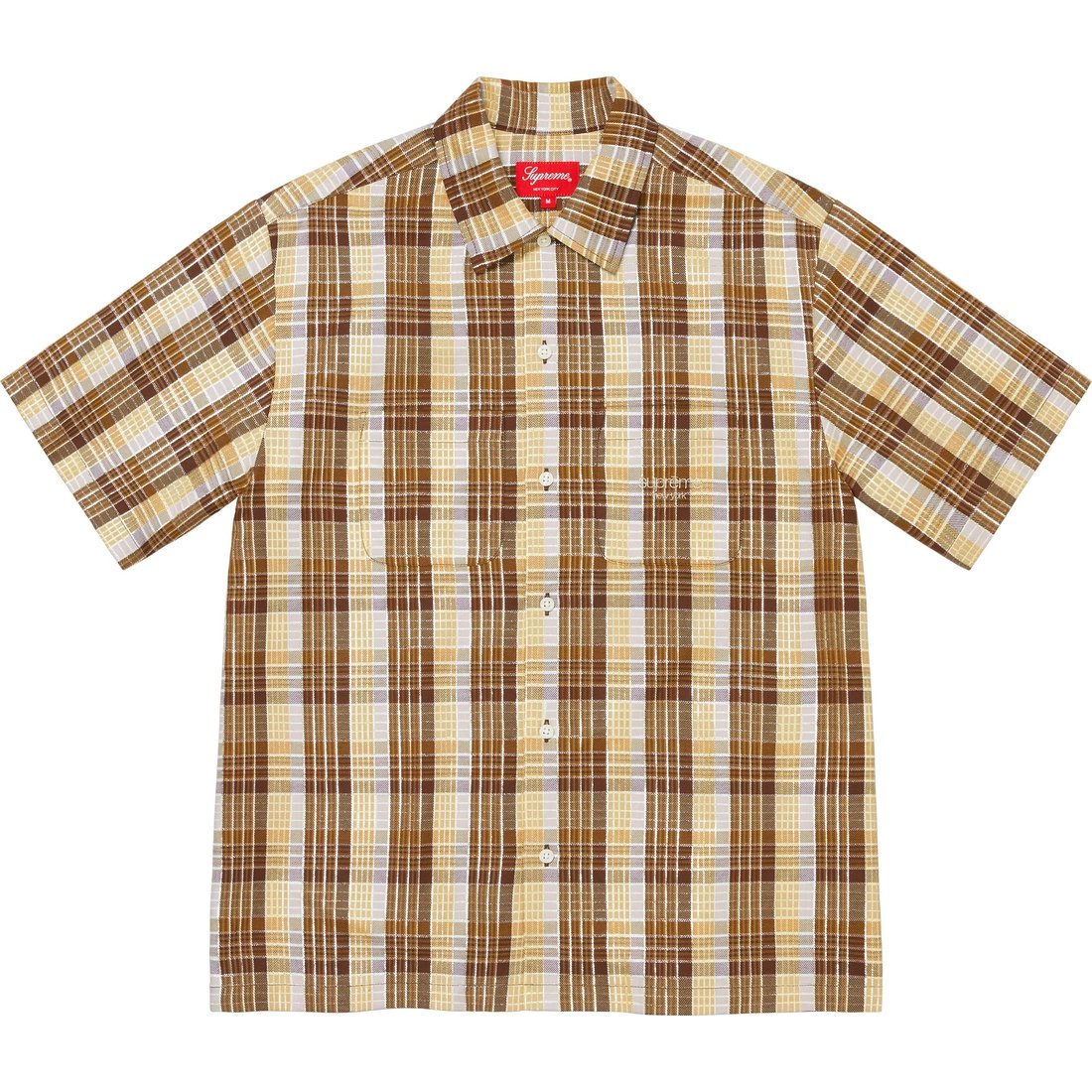 Details on Metallic Plaid S S Shirt Brown from spring summer
                                                    2023 (Price is $128)