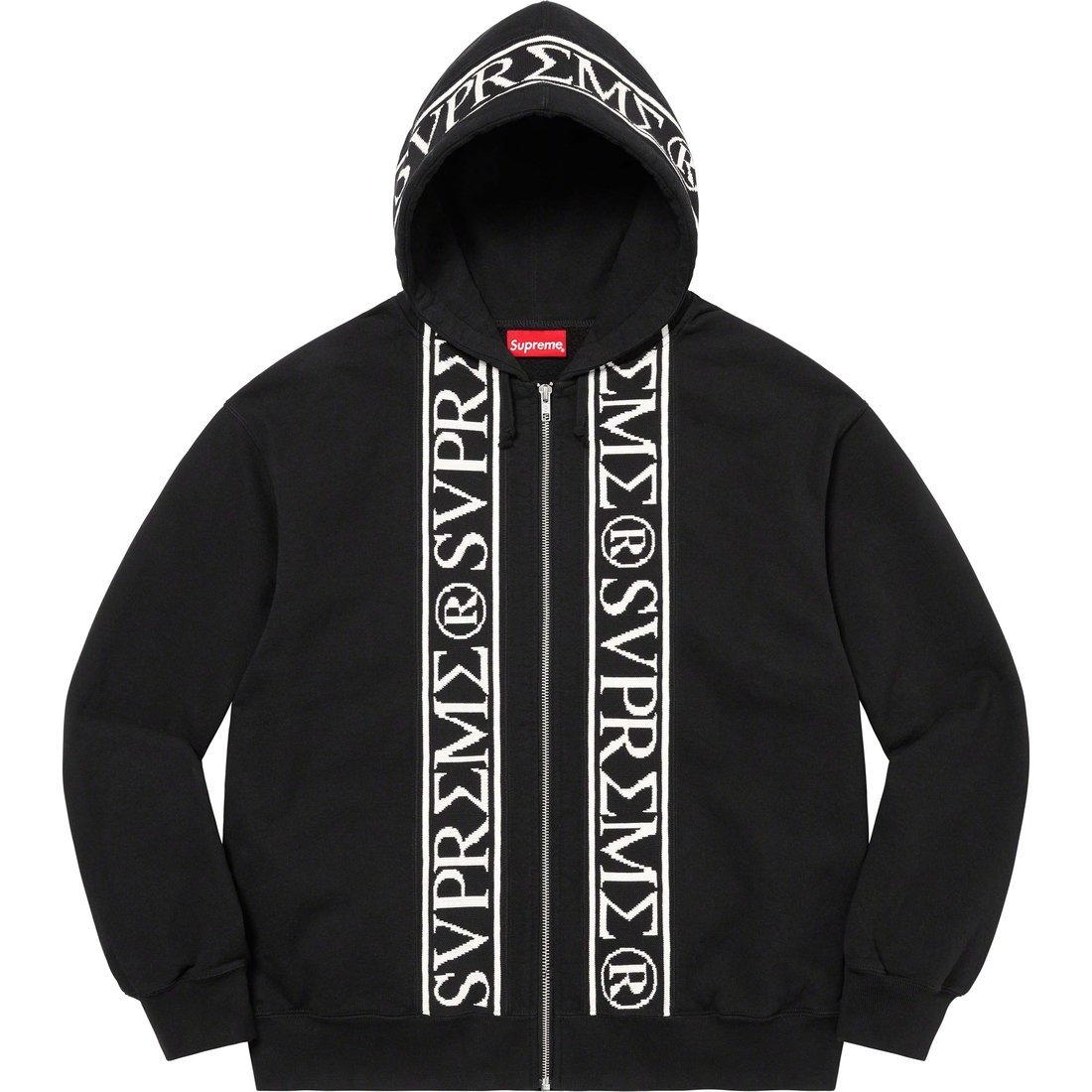 Details on Roman Zip Up Hooded Sweatshirt Black from spring summer
                                                    2023 (Price is $168)