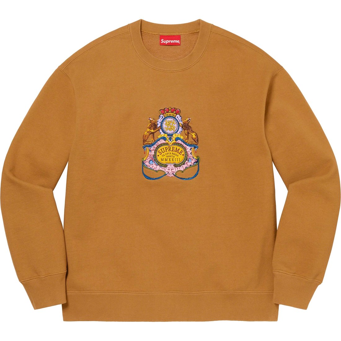 Details on Crest Crewneck Dark Mustard from spring summer
                                                    2023 (Price is $158)