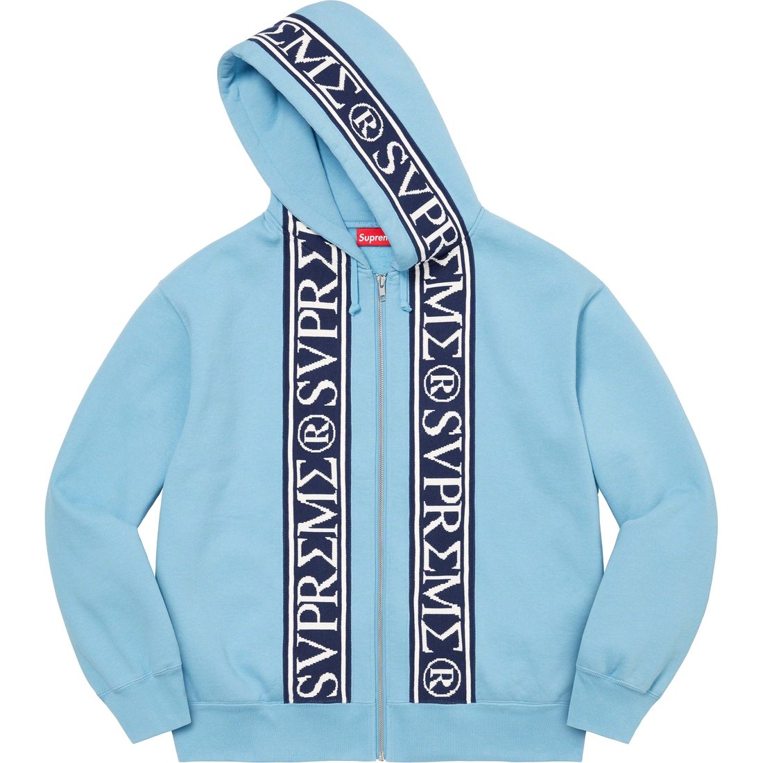 Details on Roman Zip Up Hooded Sweatshirt Light Blue from spring summer
                                                    2023 (Price is $168)