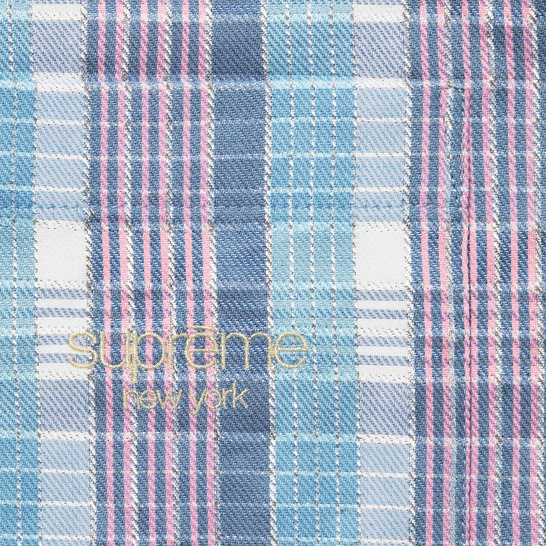 Details on Metallic Plaid S S Shirt Light Blue from spring summer
                                                    2023 (Price is $128)