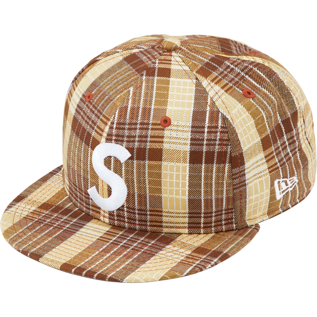 Details on Metallic Plaid S Logo New Era Brown from spring summer
                                                    2023 (Price is $50)