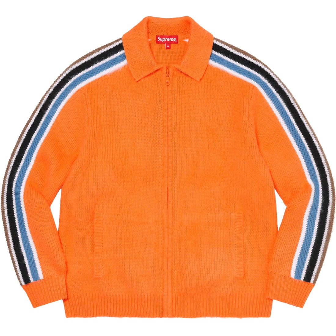 Details on Sleeve Stripe Zip Up Sweater Orange from spring summer
                                                    2023 (Price is $188)