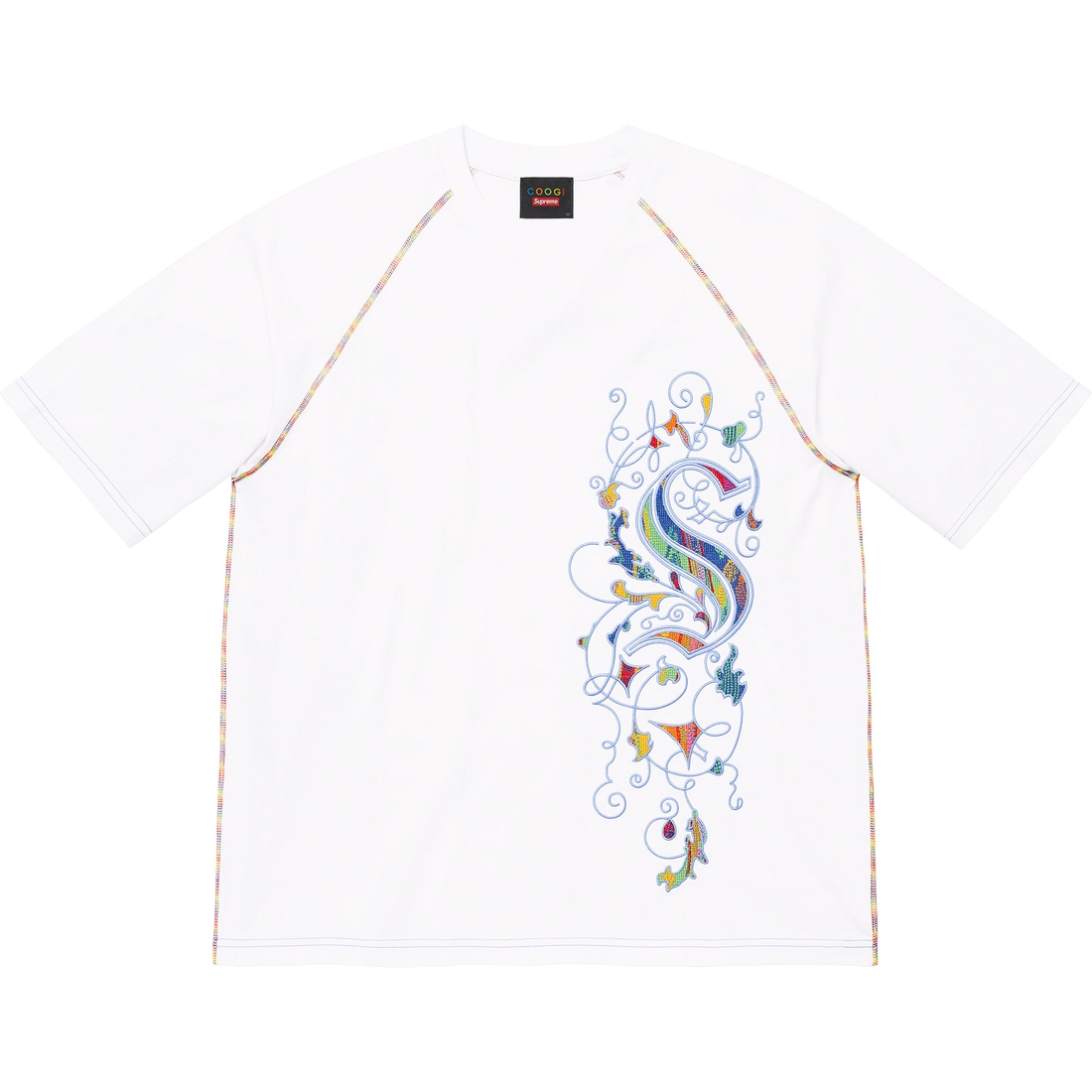 Details on Supreme Coogi Raglan S S Top White from spring summer
                                                    2023 (Price is $110)