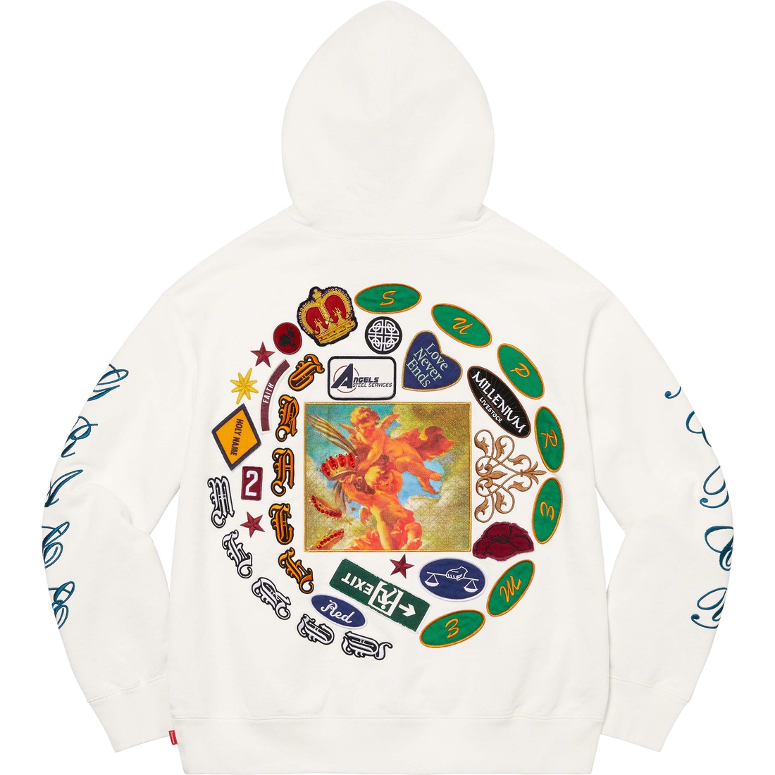 Details on Patches Spiral Hooded Sweatshirt White from spring summer 2023 (Price is $178)