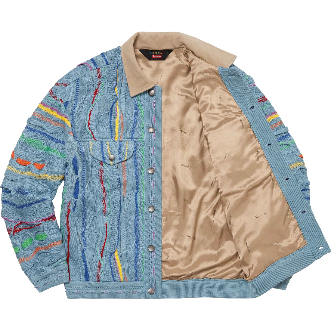 Details on Supreme Coogi Trucker Jacket Blue from spring summer
                                                    2023 (Price is $368)
