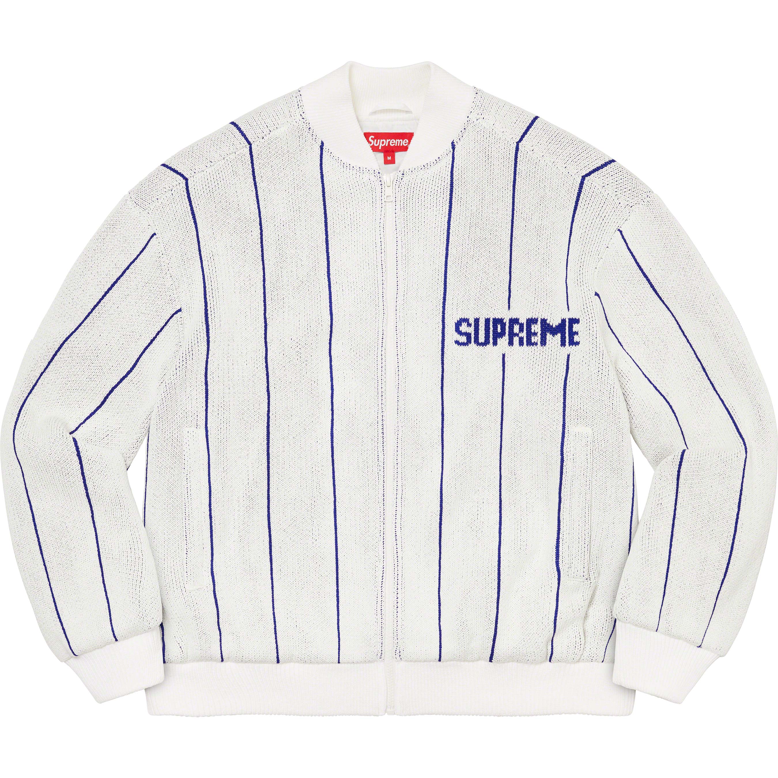 Pinstripe Varsity Zip Up Sweater - spring summer 2023 - Supreme