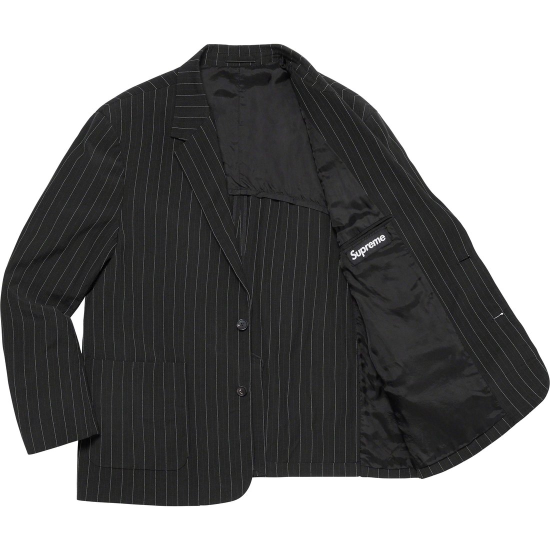 Details on Lightweight Pinstripe Suit Black from spring summer
                                                    2023 (Price is $598)