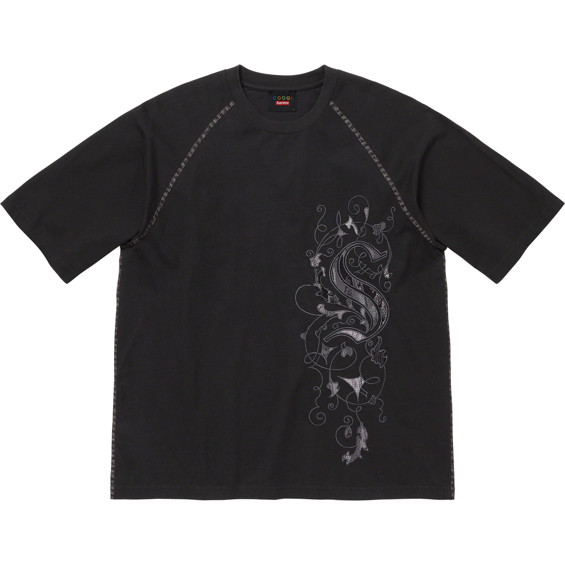 Details on Supreme Coogi Raglan S S Top Black from spring summer 2023 (Price is $110)