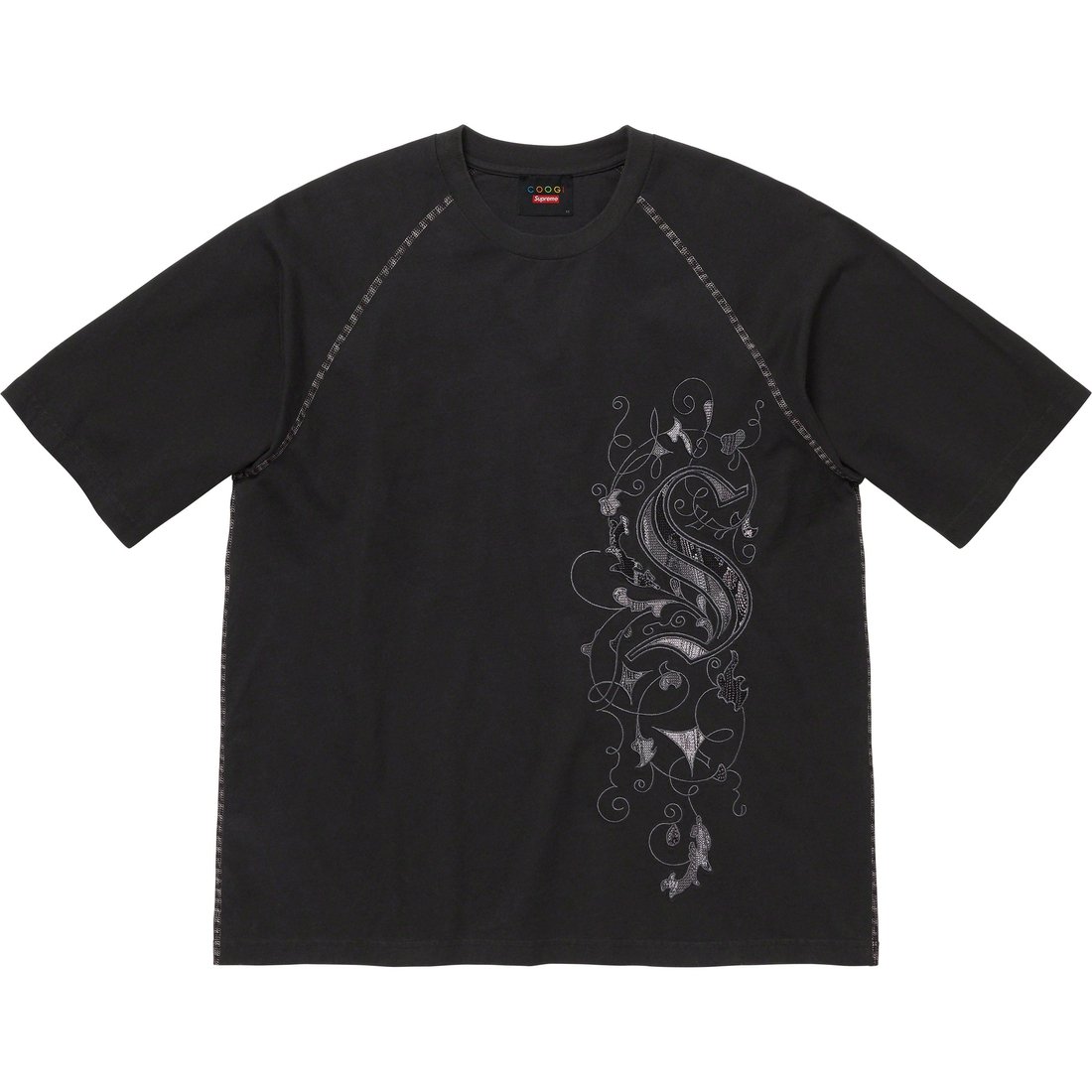 Details on Supreme Coogi Raglan S S Top Black from spring summer
                                                    2023 (Price is $110)