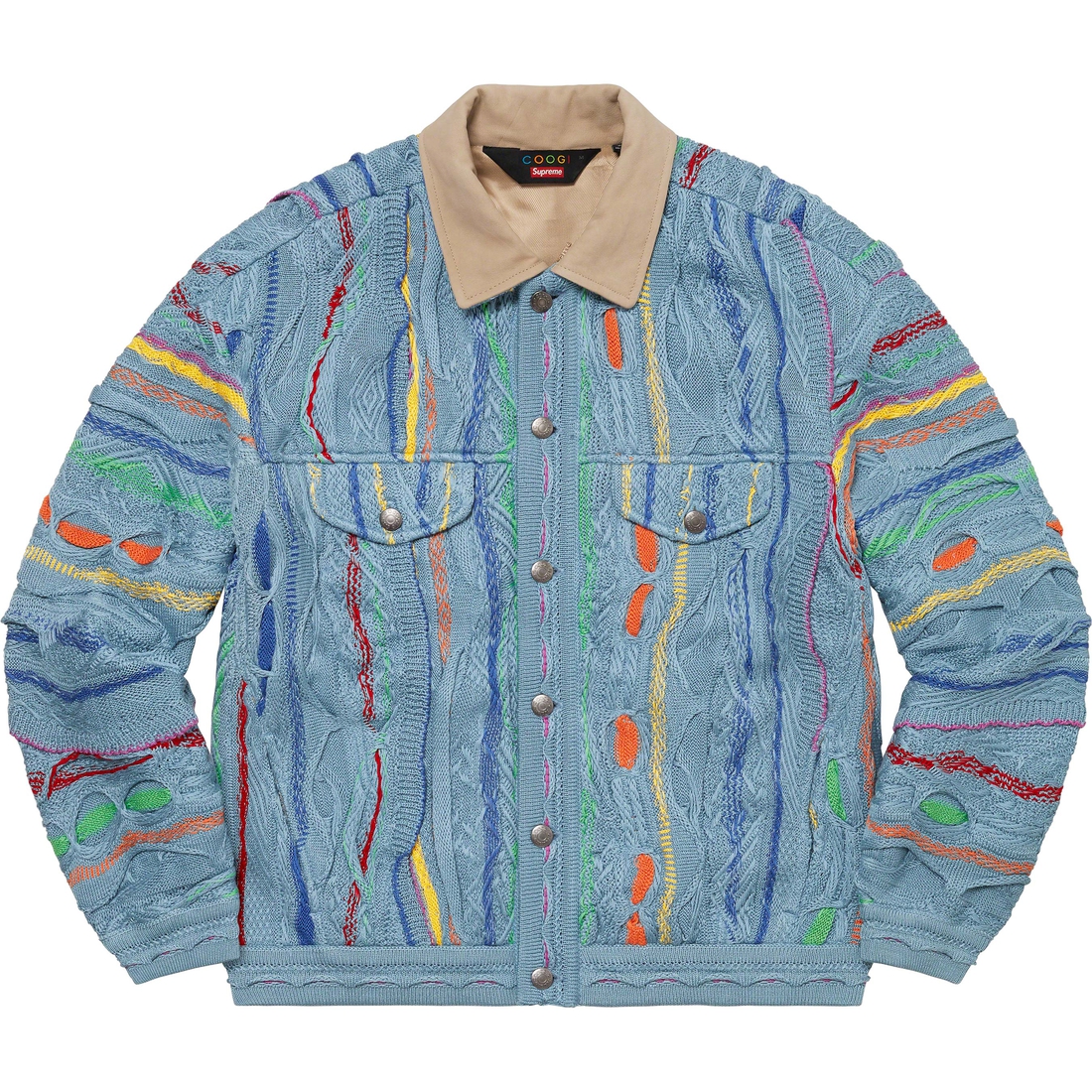 Details on Supreme Coogi Trucker Jacket Blue from spring summer 2023 (Price is $368)