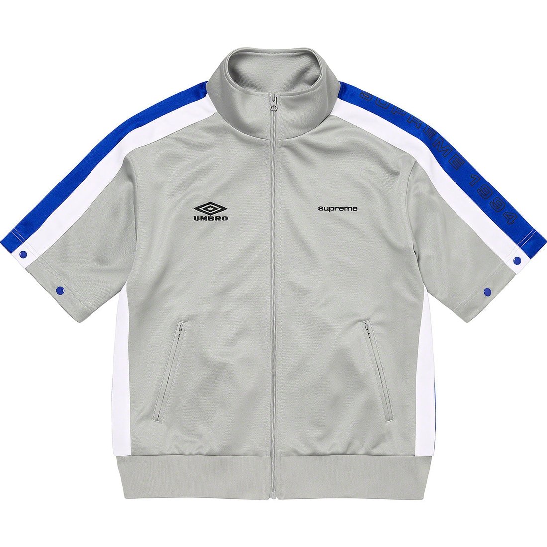 Details on Supreme Umbro Snap Sleeve Jacket Light Grey from spring summer
                                                    2023 (Price is $188)