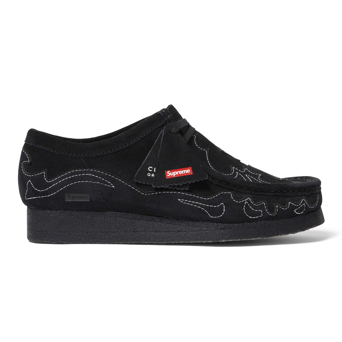 Details on Supreme Clarks Originals Wallabee Black from spring summer
                                                    2023 (Price is $198)