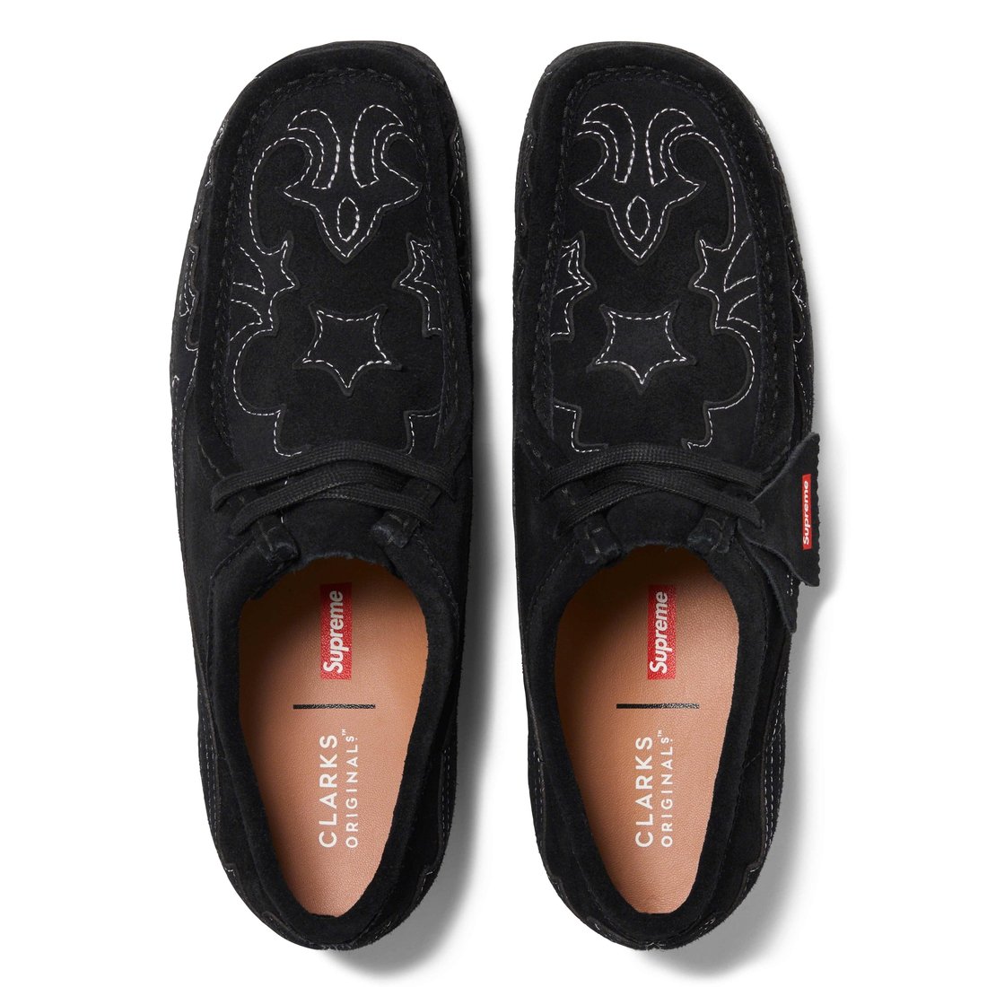 Details on Supreme Clarks Originals Wallabee Black from spring summer
                                                    2023 (Price is $198)