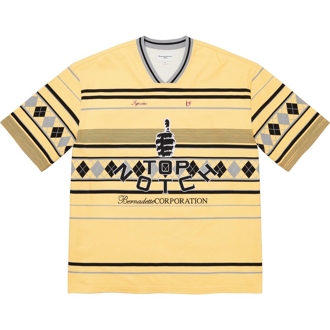 Details on Supreme Bernadette Corporation Pique Soccer Top Pale Yellow from spring summer
                                                    2023 (Price is $118)