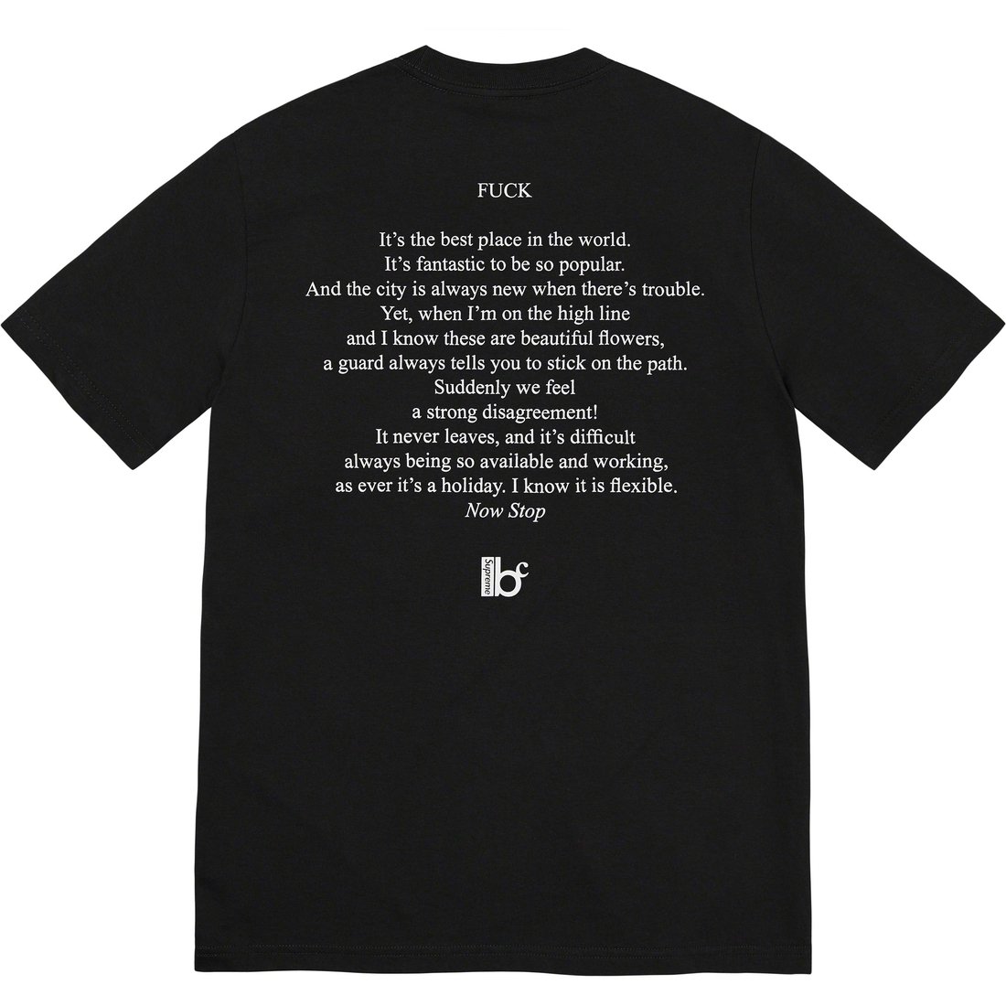 Details on Supreme Bernadette Corporation Fuck Tee Black from spring summer
                                                    2023 (Price is $48)